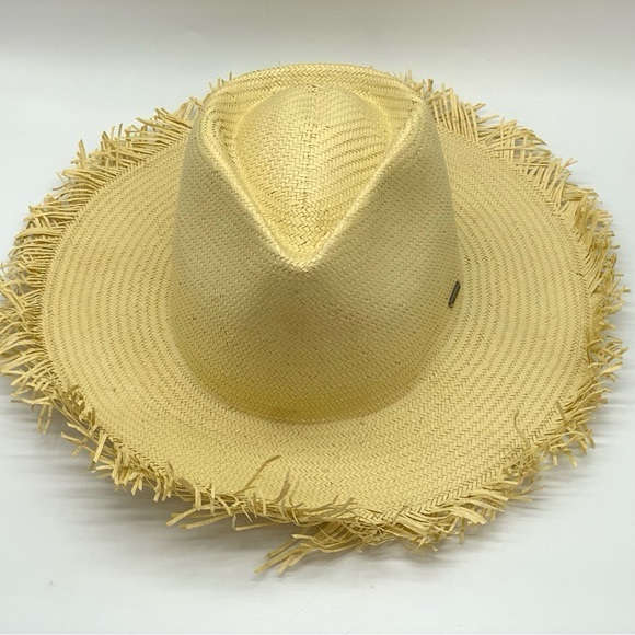 BRIXTON Jo Straw Frayed Fedora Hat - Picture 6 of 9